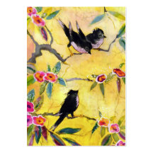 Morning Colours: Bird Painting in Yellow and Pink Business Card
