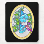 Morning Glories & Hummingbird Stained Glass mousepads