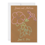 Morning Glory Pink Green Brown Wedding Invitations
