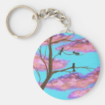 Morning Lessons Birdies In Tree Keychain