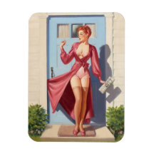 Morning Newspaper Pin-Up Girl Flexible Magnets