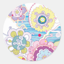 Morning on Terrace Round Sticker