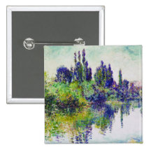 Morning on the Seine, near Vetheuil Claude Monet Pinback Button