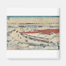 Morning snow at Yoshiwara by Ando, Hiroshige Ukiyo Fridge Magnet