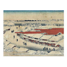 Morning snow at Yoshiwara by Ando, Hiroshige Ukiyo Postcard