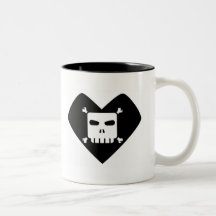 Morning Sorrows - Skull Heart Coffee Mugs