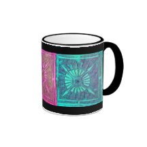 MORNING STAR.pink,aqua blue,teal,black Coffee Mug