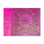 MORNING STAR Pink,Fuchsia Black, Monogram Post Card