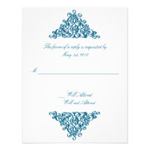 Moroccan Blue Response Card Personalized Invite