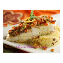 Moroccan Halibut with Couscous Post Card