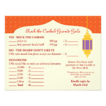 Moroccan Lantern Fundraiser Gala RSVP Card Personalised Invite