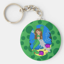 Morrigan the Green Merfaery and Dolphin Keychain
