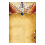 MOSAIC ANGEL  Brown Parchment Blue Sapphire Personalized Stationery