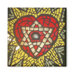 Mosaic Glowing Heart Star of David on Green magnets