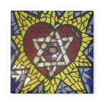 Mosaic Star of David in Heart on Blue magnets