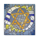 Mosaic Star of David White Talit magnets