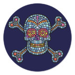 Mosaic Tile Pirate Round Stickers