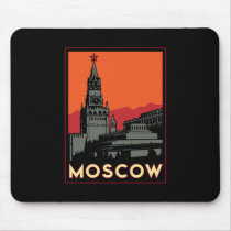 moscow russia kremlin art deco retro travel mousepad