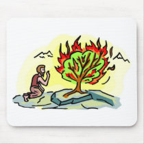 Moses and burning bush Christian artwork Mousepads