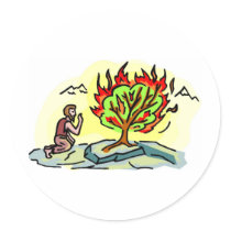 Moses and burning bush Christian artwork Round Sticker