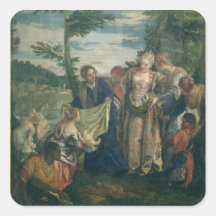 Moses Rescued from the Nile, 1580 (oil on canvas) Square Sticker