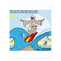Moses Surfs Funny Cartoon Tees Gifts Collectibles Postcard