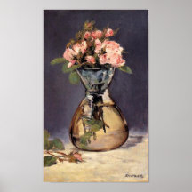 Moss Roses in a Vase Fine Art Print