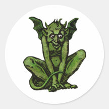 Mossy Little Green Goblin Man Round Stickers