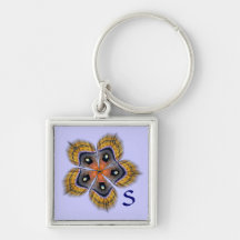 Moth Wing Abstract Monogram Keychain