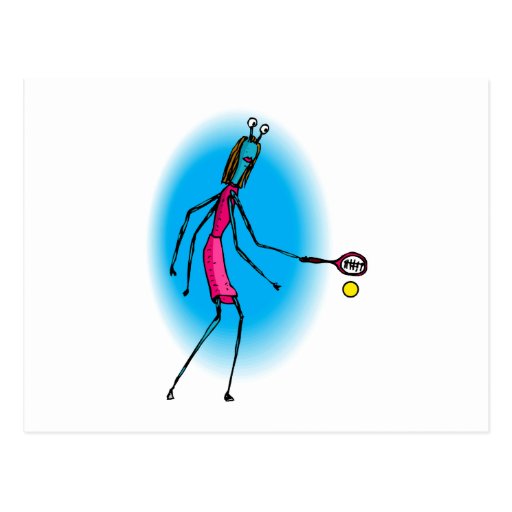 Mother Alien Playing Tennis Post Card
