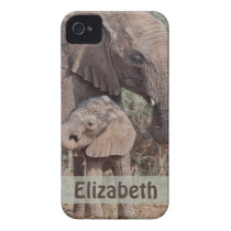 Mother and Baby Elephant iPhone 4 Case-Mate Case