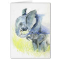 Mother and Baby Elephant = Watercolor Pencil cards