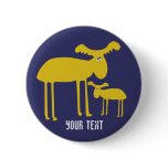Mother and Baby Golden Deer Cartoon Button