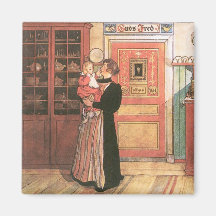 Mother and Baby in the Kitchen Refrigerator Magnets