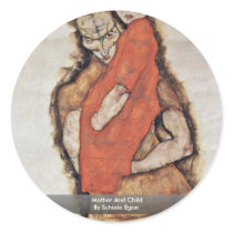 Mother And Child By Schiele Egon Round Sticker