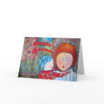 Mother and child happy christmas greeting cards