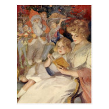 Mother and Child Reading Vintage Christmas Stories Post Cards