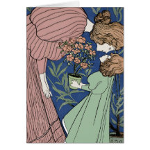 Mother and Daughter - Art Nouveau Card
