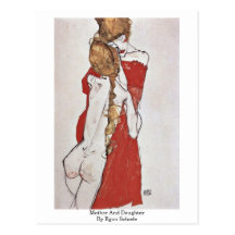Mother And Daughter By Egon Schiele Postcard