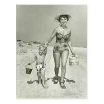 Mother and Son Walking postcards