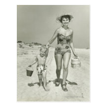Mother and Son Walking Post Cards