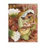 MOTHER & CHILD WITH CALA LILIES - MULTI postcards