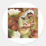 MOTHER & CHILD WITH CALA LILIES - MULTI ROUND STICKER
