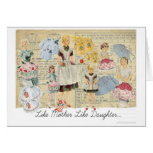Mother Daughter Vintage Aprons Cards