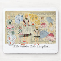 Mother Daughter Vintage Aprons Mouse Pad