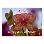 Mother Happy 90th Birthday Striped Phalaenopsis Or Card