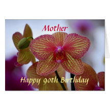 Mother Happy 90th Birthday Striped Phalaenopsis Or Card