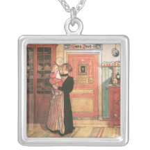 Mother Holding Baby in the Kitchen Necklaces