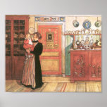 Mother Holding Baby in the Kitchen Posters