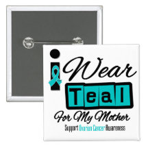 Mother - I Wear Teal Retro Ovarian Cancer Pin